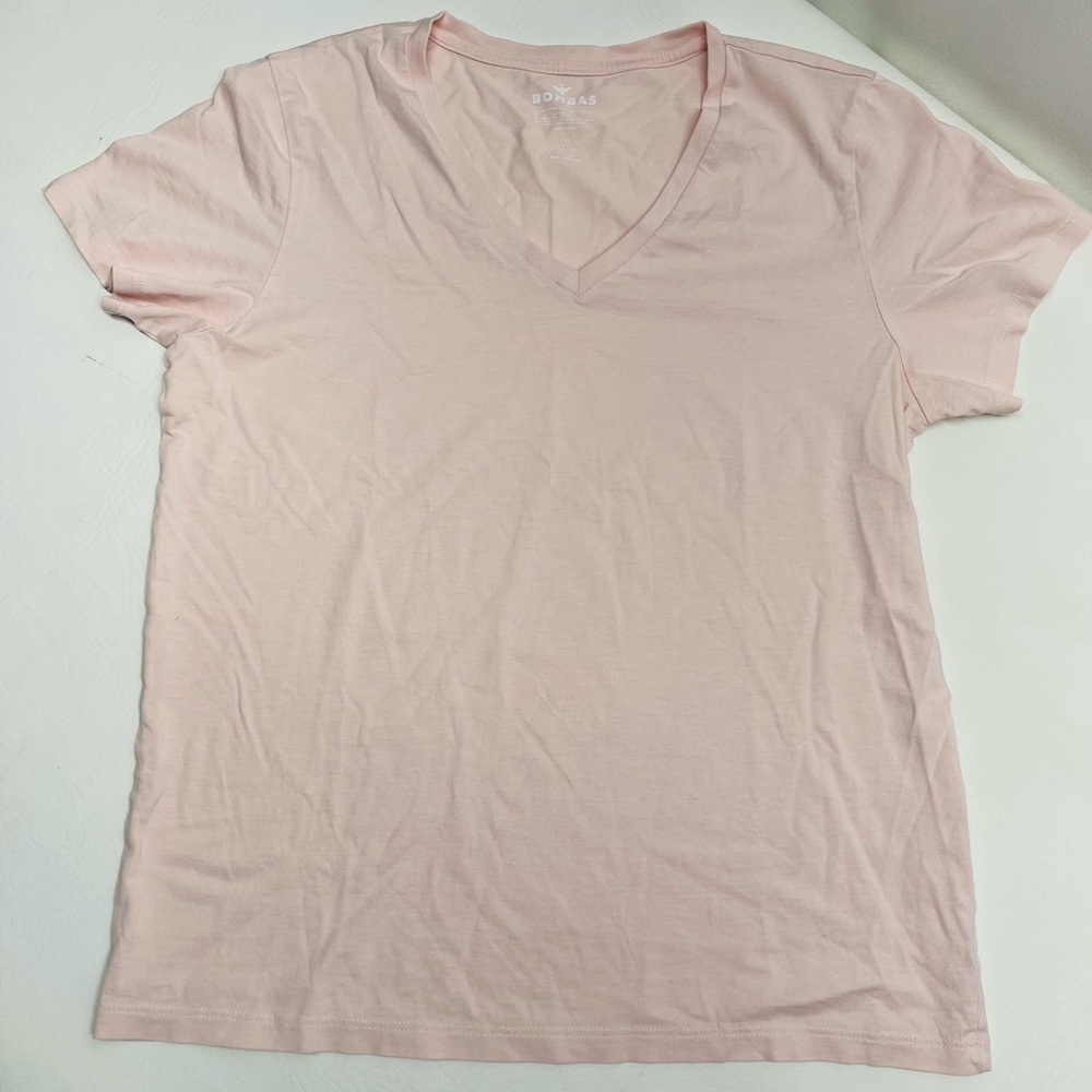 BOMBAS WOMENS BASIC T SHIRT LIGHT PINK SIZE S CREW NECK